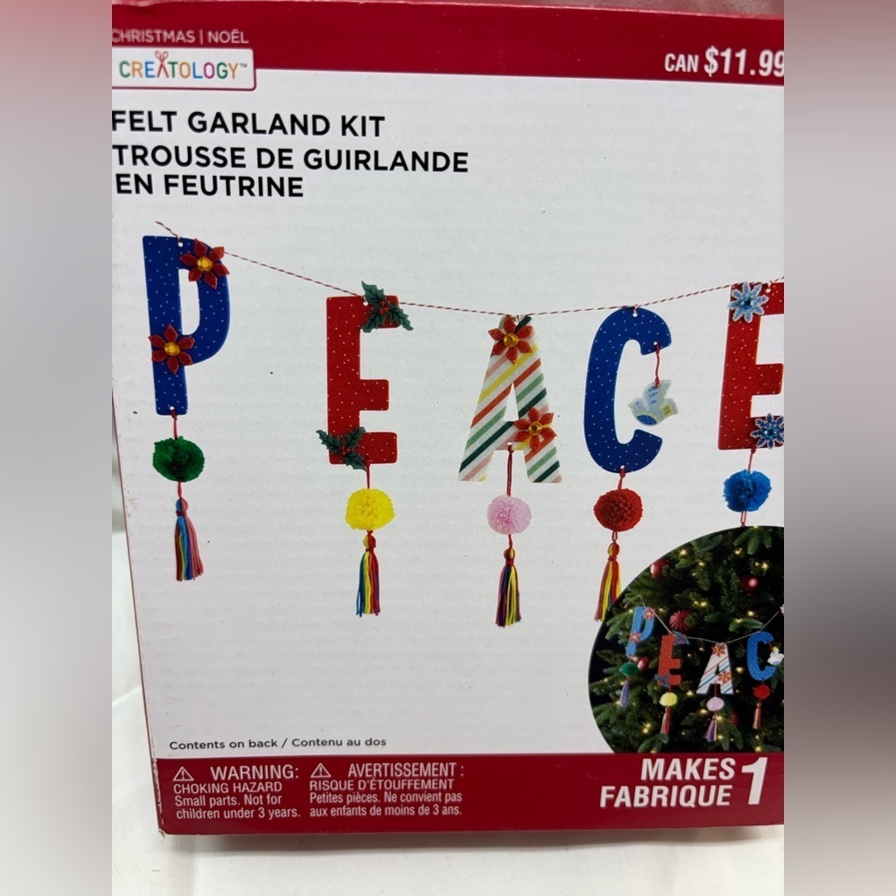 Colorful Felt Garland Kit for Holiday Decor makes 1 PEACE Craft